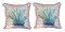 Pair of Betsy Drake Blue Coral Beige Large Pillows 18 Inch x 18 Inch